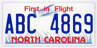 NC license plate ABC4869