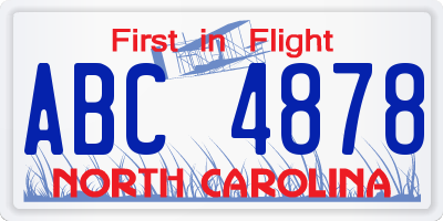 NC license plate ABC4878