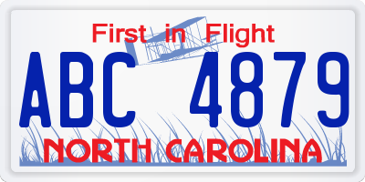 NC license plate ABC4879