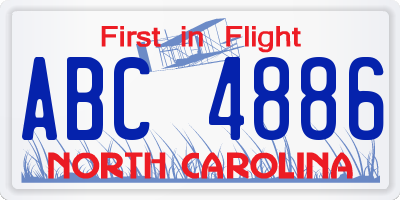 NC license plate ABC4886