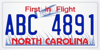 NC license plate ABC4891