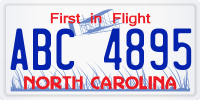 NC license plate ABC4895