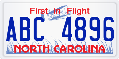 NC license plate ABC4896
