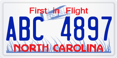 NC license plate ABC4897