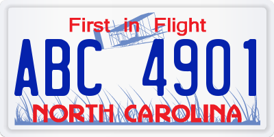 NC license plate ABC4901