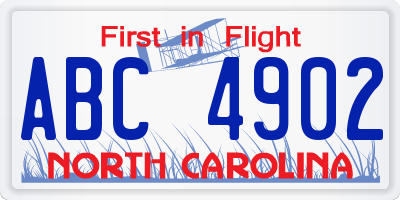 NC license plate ABC4902