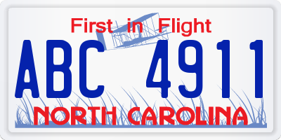 NC license plate ABC4911