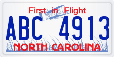 NC license plate ABC4913