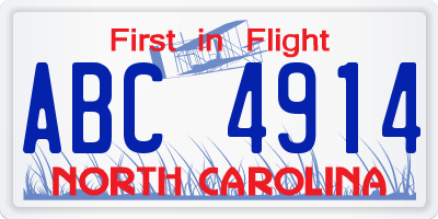 NC license plate ABC4914