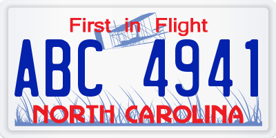 NC license plate ABC4941