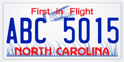 NC license plate ABC5015