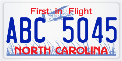 NC license plate ABC5045