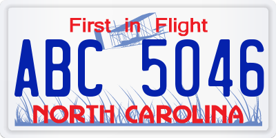 NC license plate ABC5046