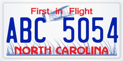 NC license plate ABC5054