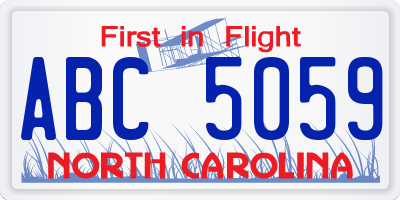NC license plate ABC5059