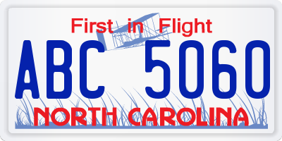 NC license plate ABC5060