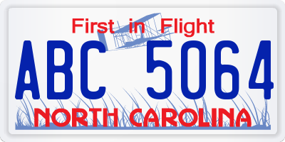NC license plate ABC5064