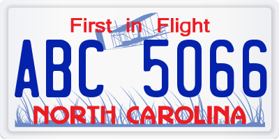 NC license plate ABC5066