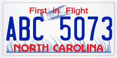 NC license plate ABC5073