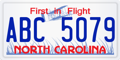 NC license plate ABC5079