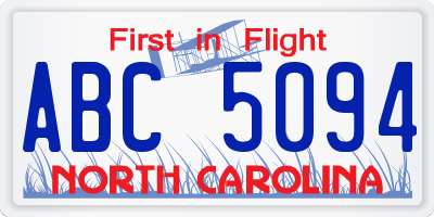 NC license plate ABC5094