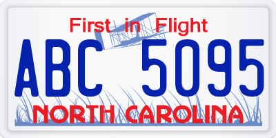 NC license plate ABC5095