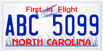 NC license plate ABC5099