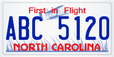 NC license plate ABC5120