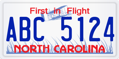 NC license plate ABC5124