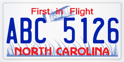 NC license plate ABC5126