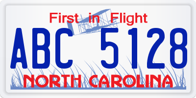 NC license plate ABC5128