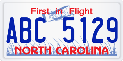 NC license plate ABC5129