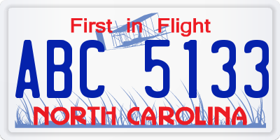 NC license plate ABC5133