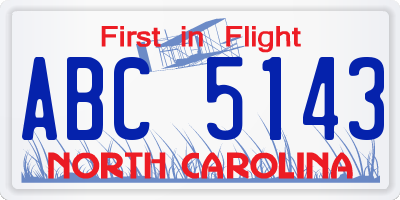 NC license plate ABC5143