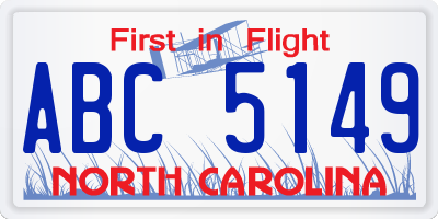 NC license plate ABC5149