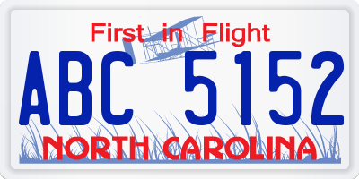 NC license plate ABC5152