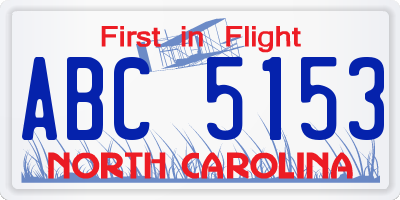 NC license plate ABC5153