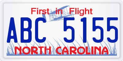 NC license plate ABC5155