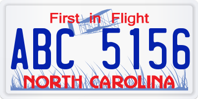 NC license plate ABC5156