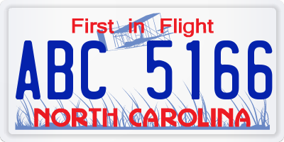 NC license plate ABC5166