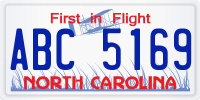 NC license plate ABC5169