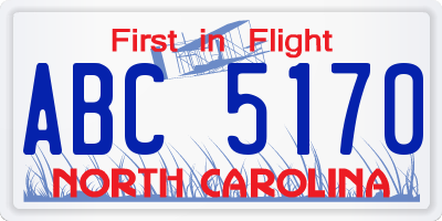 NC license plate ABC5170