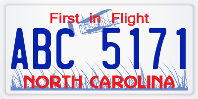 NC license plate ABC5171