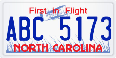 NC license plate ABC5173