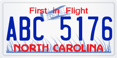 NC license plate ABC5176