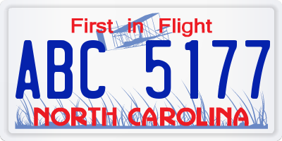 NC license plate ABC5177