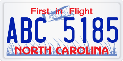 NC license plate ABC5185