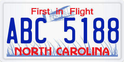NC license plate ABC5188