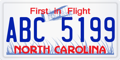NC license plate ABC5199