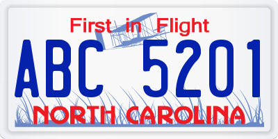 NC license plate ABC5201